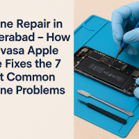 iPhone repair in Hyderabad at Srinivasa Apple Care – expert Apple repair center offering screen, battery, and logic board repairs using genuine Apple parts.